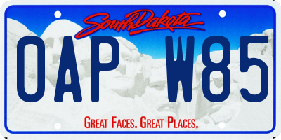SD license plate 0APW85