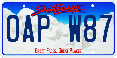 SD license plate 0APW87