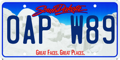 SD license plate 0APW89