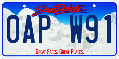 SD license plate 0APW91