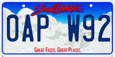 SD license plate 0APW92