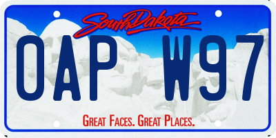 SD license plate 0APW97