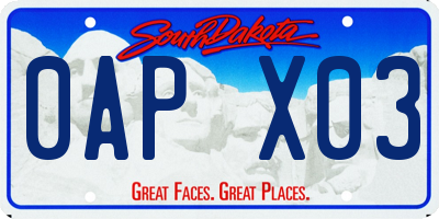 SD license plate 0APX03