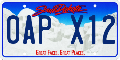 SD license plate 0APX12