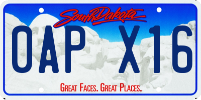 SD license plate 0APX16
