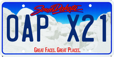 SD license plate 0APX21