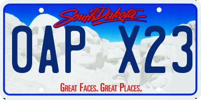 SD license plate 0APX23