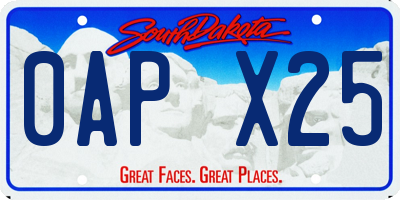 SD license plate 0APX25