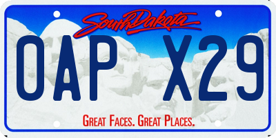 SD license plate 0APX29