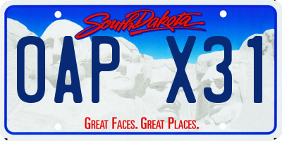 SD license plate 0APX31