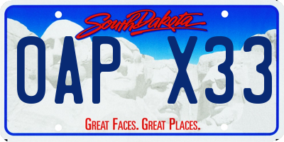SD license plate 0APX33