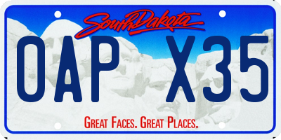 SD license plate 0APX35