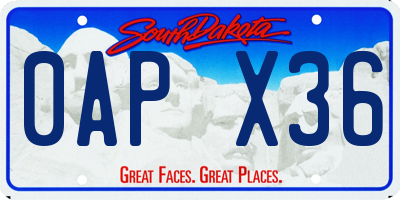 SD license plate 0APX36