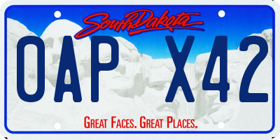 SD license plate 0APX42