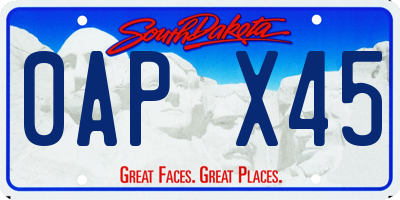 SD license plate 0APX45