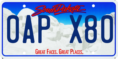 SD license plate 0APX80