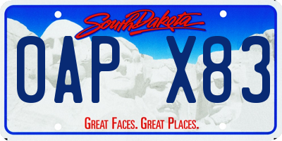 SD license plate 0APX83