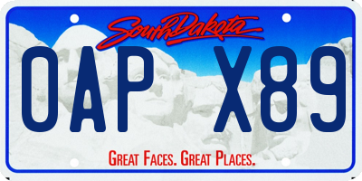 SD license plate 0APX89