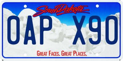 SD license plate 0APX90