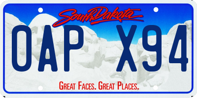 SD license plate 0APX94