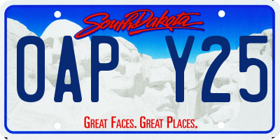 SD license plate 0APY25