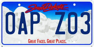 SD license plate 0APZ03