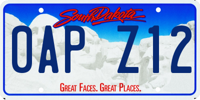 SD license plate 0APZ12