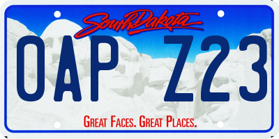 SD license plate 0APZ23