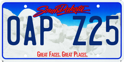 SD license plate 0APZ25