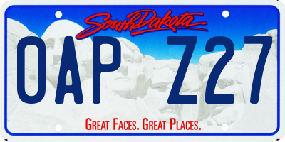 SD license plate 0APZ27
