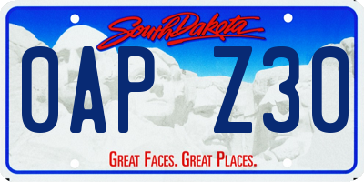 SD license plate 0APZ30