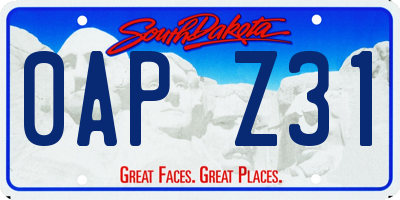 SD license plate 0APZ31