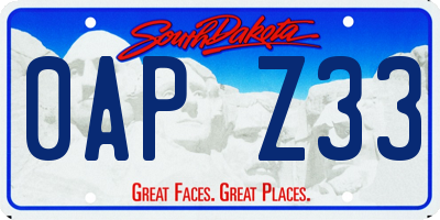SD license plate 0APZ33