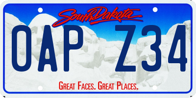 SD license plate 0APZ34