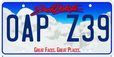 SD license plate 0APZ39