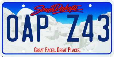 SD license plate 0APZ43