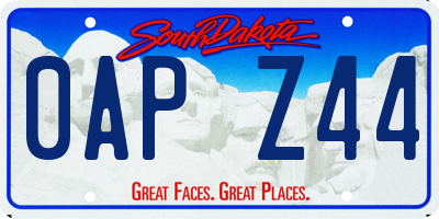 SD license plate 0APZ44
