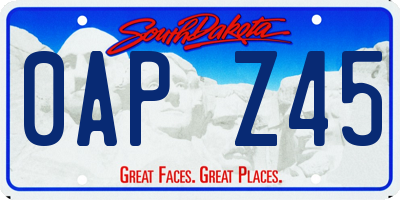 SD license plate 0APZ45