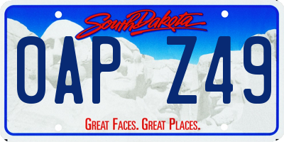 SD license plate 0APZ49