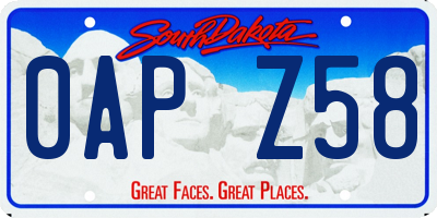 SD license plate 0APZ58