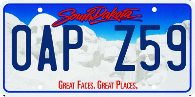SD license plate 0APZ59