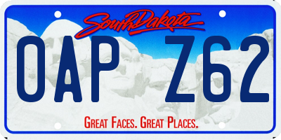 SD license plate 0APZ62