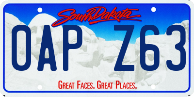 SD license plate 0APZ63
