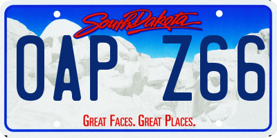 SD license plate 0APZ66