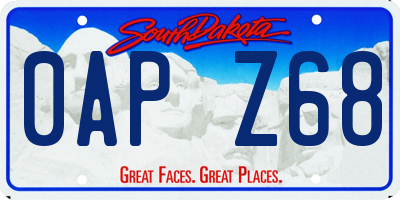 SD license plate 0APZ68
