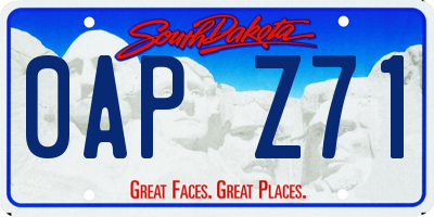 SD license plate 0APZ71