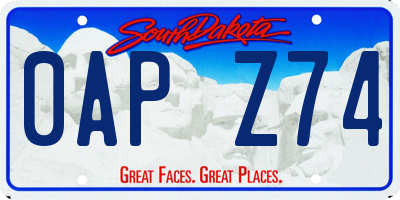 SD license plate 0APZ74