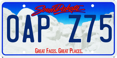 SD license plate 0APZ75