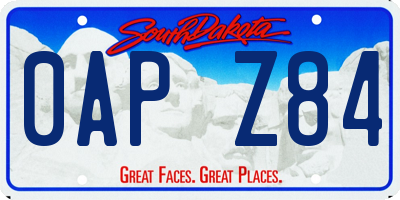 SD license plate 0APZ84