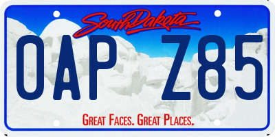 SD license plate 0APZ85